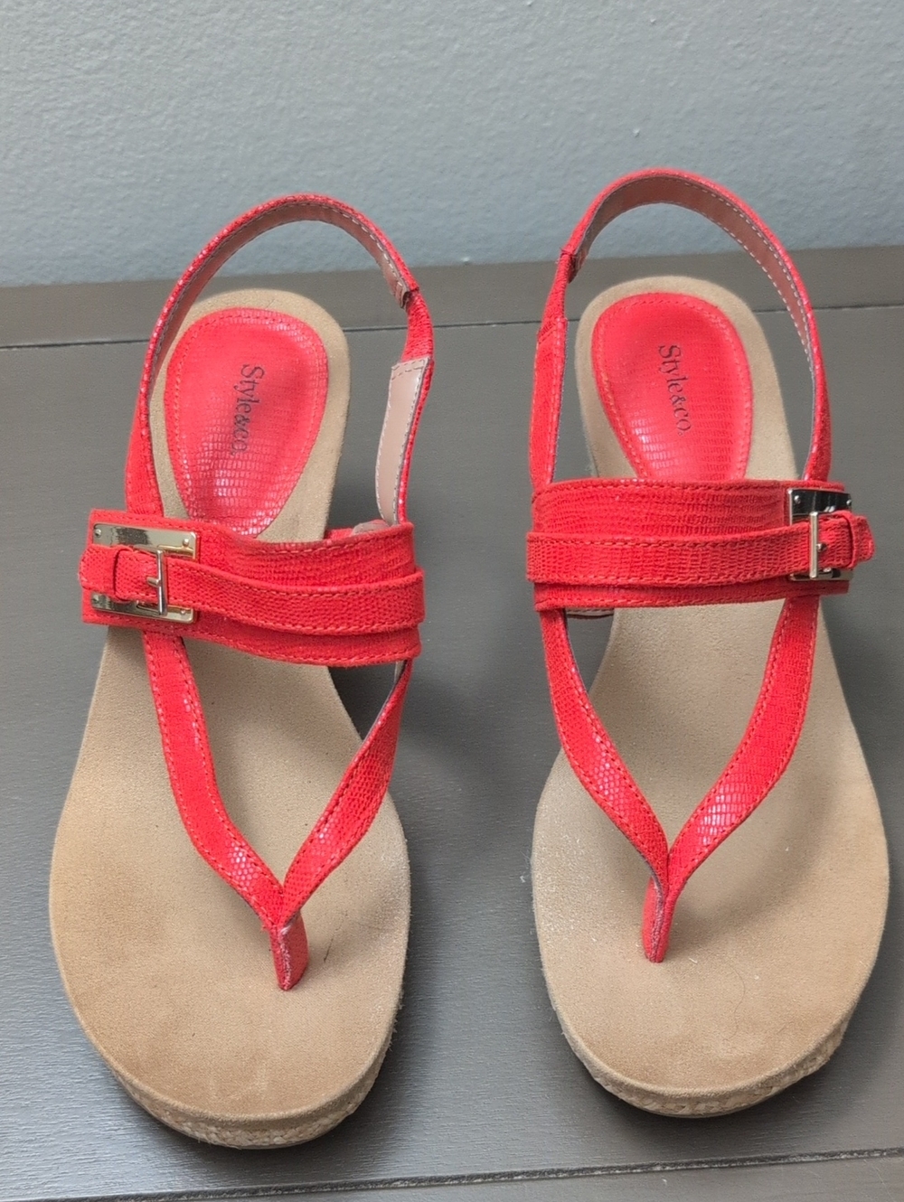 Red Slingback Thong Sandals